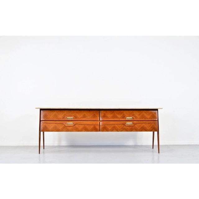 Italian Carrara Marble and Brass Sideboard, 1960s For Sale - Image 4 of 15