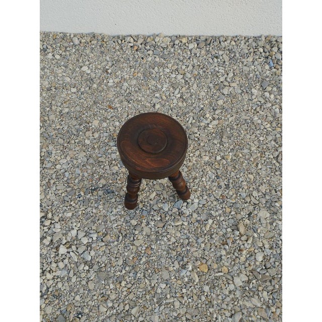 Antique Brutalist Stool in Turned Wood DLG by Charles Dudouyt, 1970s For Sale - Image 13 of 15