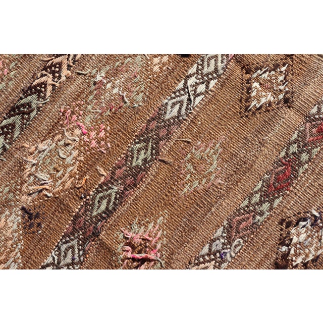 Vintage Turkish Embroidered Flatweave Rug Gallery With Striped Geometric Design For Sale - Image 12 of 12