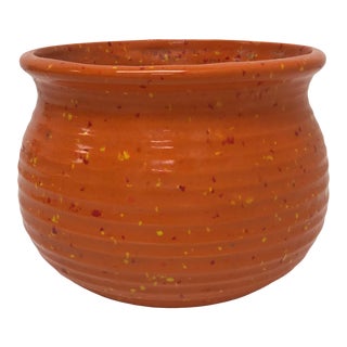 1975 Americana Folk Art Planter in a Bright Orange Splatter Finish. For Sale