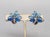 Late 1950s or early 1960s rhodium plated marquise faux-aquamarine and faux-sapphire leaf butterfly clip back earrings....