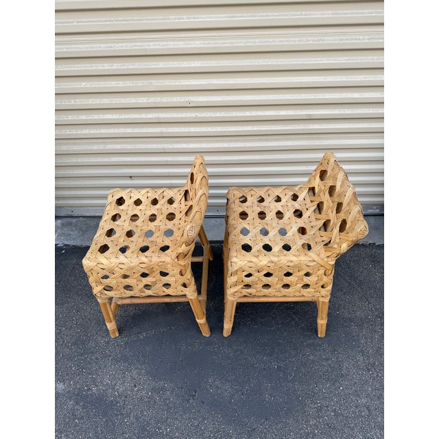 Arteriors Home Arteriors Richmond Counter Stools - Pair, Woven Rattan, Designer Style, Priced to Sell For Sale - Image 4 of 10