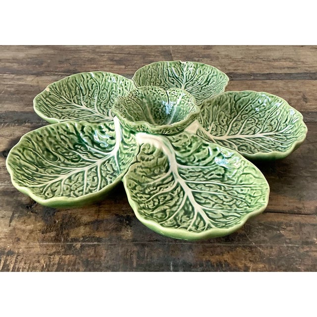 Ceramic Vintage Regency Bordallo Pinheiro Cabbage Serving Tray For Sale - Image 7 of 11
