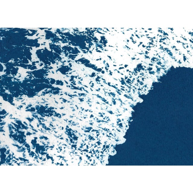 2020 "Deep Blue Sandy Shore" Contemporary Cyanotype on Watercolor Paper of White and Blue Seascape by Kind of Cyan - Set of 2 For Sale - Image 9 of 10