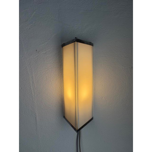 Modernist Geometric Wall Lamp in Glass and Metal, 1960s For Sale - Image 10 of 15