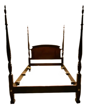 Drexel Heritage Four Poster Queen Size 'Carleton' Cherry Wood Rice Bed - Vintage Late 20th Century - Made in North Carolina