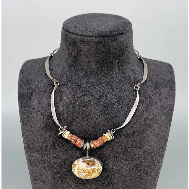 Contemporary Artisan Sterling Agate Necklace For Sale - Image 4 of 6