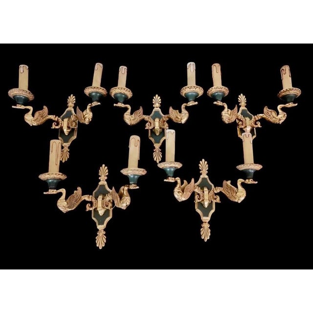 French Gau Bronze Wall Lights from Maison Lucien, 1960s, Set of 5 For Sale - Image 4 of 9