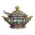 Thai Benjarong Porcelain Soup Tureen & Ladle Set With Hand-Painted Floral Decorations For Sale