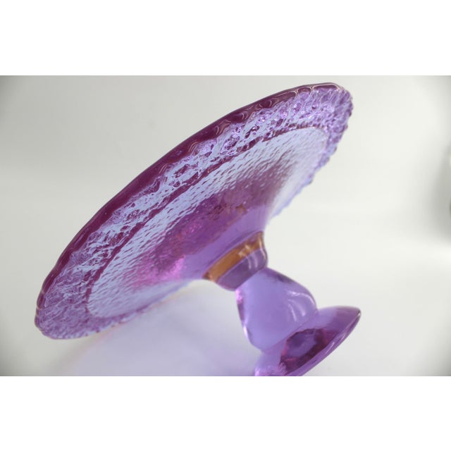 1990s Fire & Light Neodymium Lavender Glass Cake Plate, Signed For Sale - Image 9 of 14