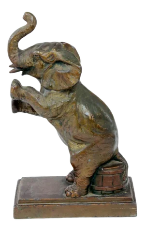 Early 1900s American Spelter Sitting Elephant Statue