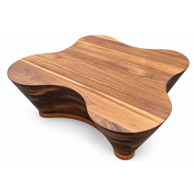 Wood Sculptural Walnut Mid Century Style Coffee Table For Sale - Image 7 of 12