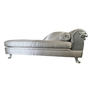 1980s Silver Leopard Head Chaise Lounge For Sale