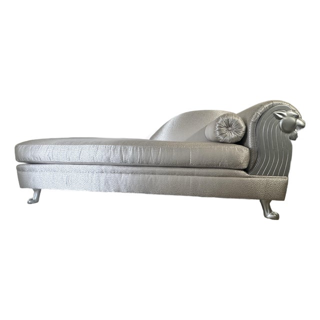 1980s Silver Leopard Head Chaise Lounge For Sale