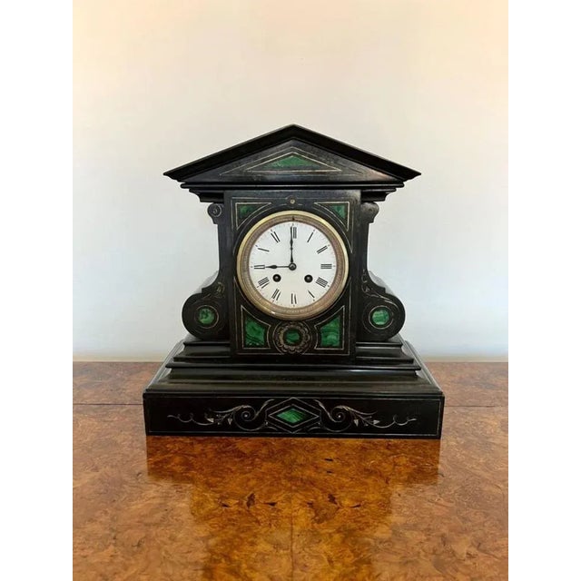 Unusual antique Victorian quality marble eight day mantle clock having a unusual quality antique Victorian marble mantle...