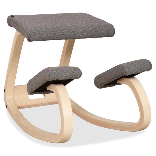 Variable Kneeling Chair in Ash and Grey Fabric by Peter Opsvik for Varier For Sale - Image 11 of 11
