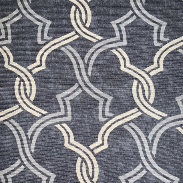 Contemporary P Kaufmann Waverly Fretwork Gray & Ivory Fretwork Geometric Lattice Trellis Fabric- 7 Yards For Sale - Image 3 of 7