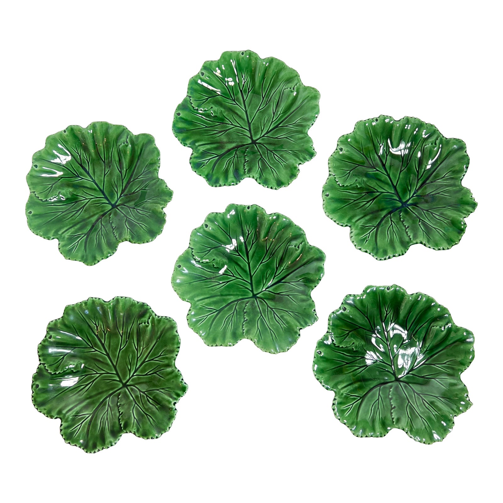 Late 20th Century Green Secla Grape Leaf Plates Set of 6 Chairish