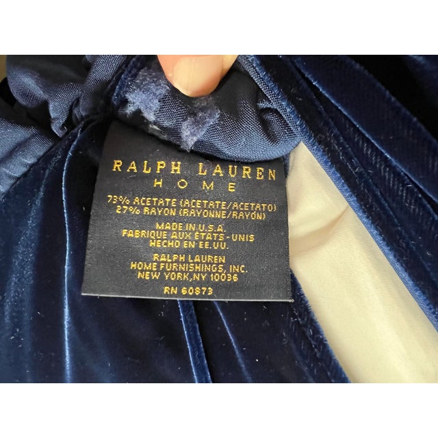 1990s Ralph Lauren Blue Velvet Pillow Cover For Sale - Image 5 of 7