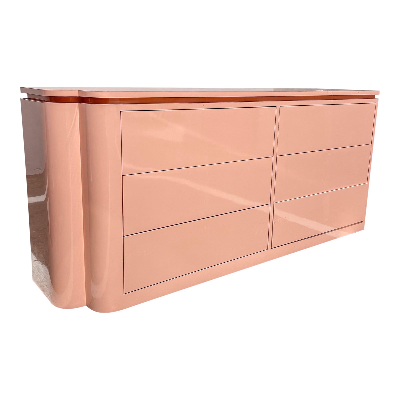 1980s Postmodern Pink Lacquered Laminate CurvedEdge Dresser Chairish