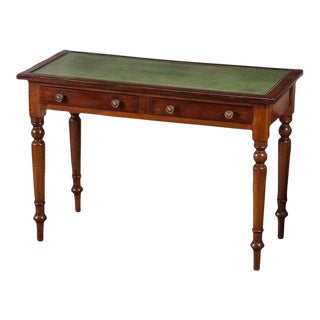 English Writing Table or Desk of Mahogany With Embossed Leather Top For Sale