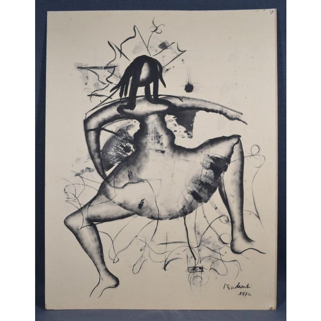 László Mindszenti (1934-2020) Ink on paper, mounted on cardboard Signed at the bottom right and dated 1972 19.3 x 25.6...