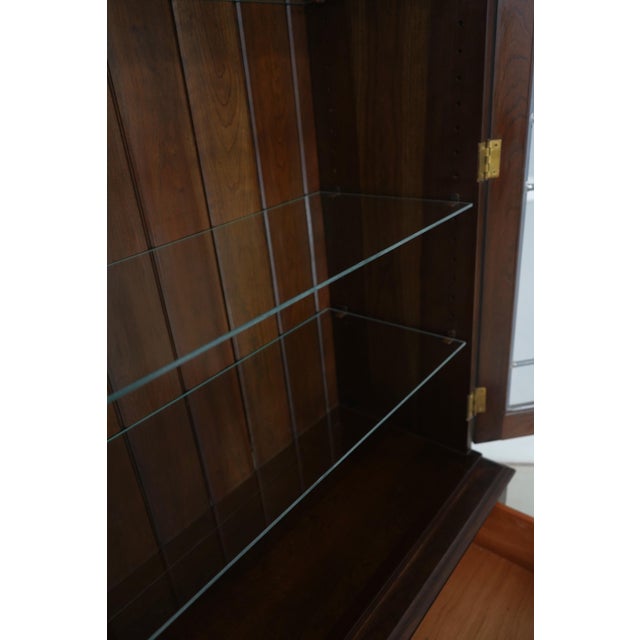 Stickley Stickley Leaded Glass Cherry 2 Door Curio Bookcase Cabinet For Sale - Image 4 of 18