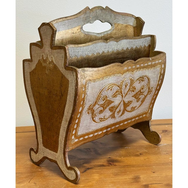 Vintage Italian Florentine Magazine Rack For Sale - Image 4 of 12