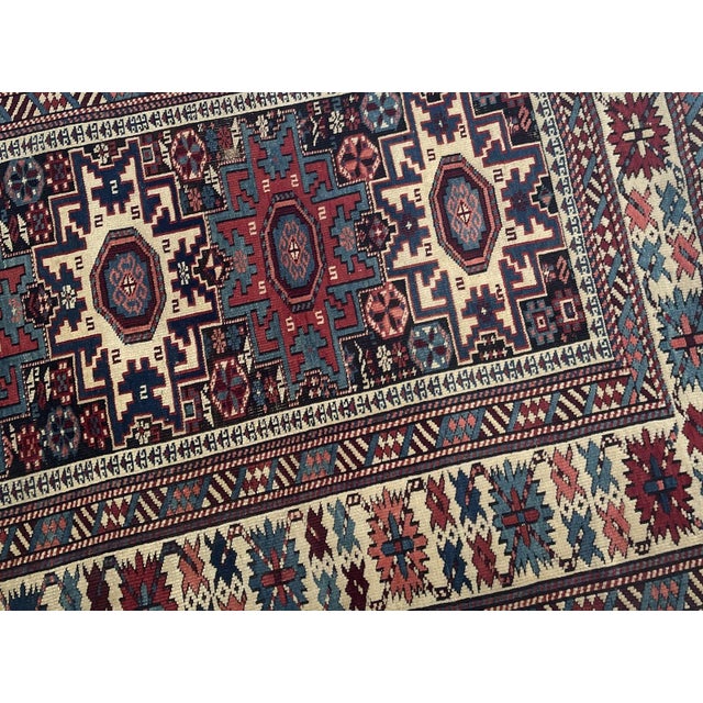 Antique Caucasian Lezgi Star Rug 4.1' X 6.1' (125cm X 186cm) 1880s For Sale - Image 4 of 7