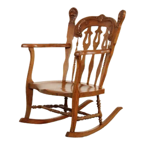 Late 19th Century Victorian Renaissance Revival Style Oak Carved Rocker