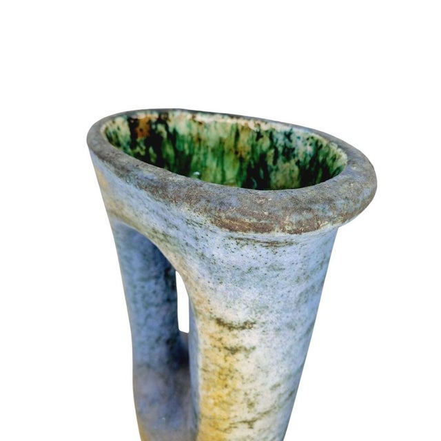 Brutalist Large Fireclay Ceramic Floor Vase by Ágoston Simó, 1960s For Sale - Image 3 of 18