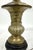 Pretty vintage Asia vase made into table lamp. Hand tooled repousse dragon and clouds decor. Wooden base.