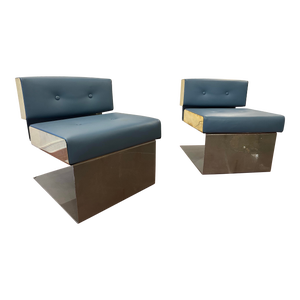 Pair of Stainless Steel Frame Lounge Chairs