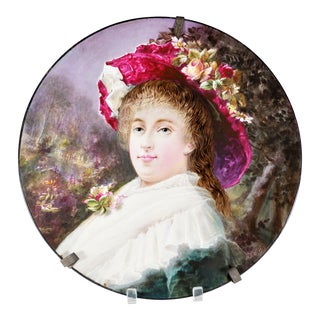 Antique 1800’s High Hand Painted French Portrait Plate For Sale