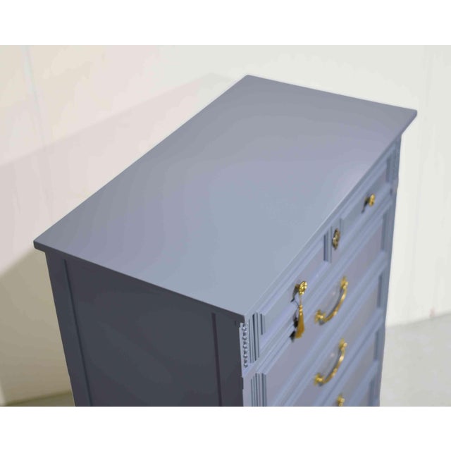Mid Century French Louis Style Highboy by Dixie - Newly Painted For Sale - Image 13 of 15