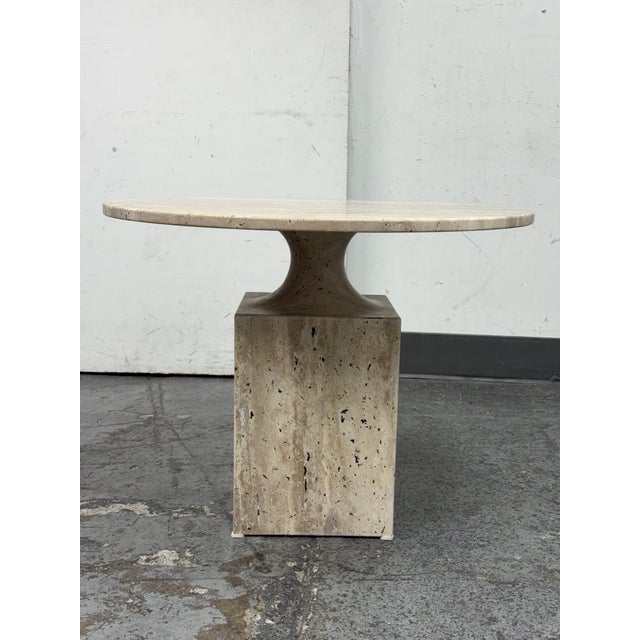 Vincent Dupont-Rougier for Christophe Delcourt Ouk Travertine Side Table For Sale - Image 4 of 12