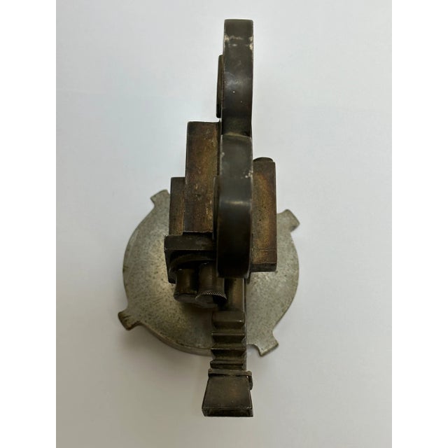 Early 20th Century Small Art Deco Movie Director Reel Camera Classic Car Mascot Sculpture With Verdigris For Sale - Image 9 of 13