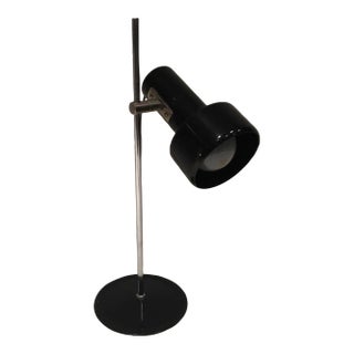 1970 French Adjustable Black Lacquered and Chrome Table Lamp For Sale