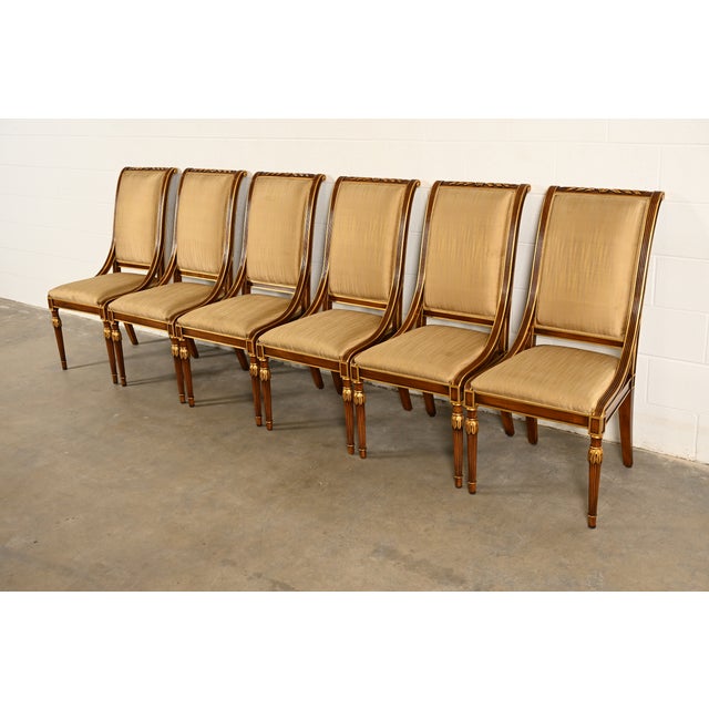 Karges French Regency Louis XVI Carved Walnut and Gold Gilt Dining Chairs | Set of Six For Sale - Image 14 of 14