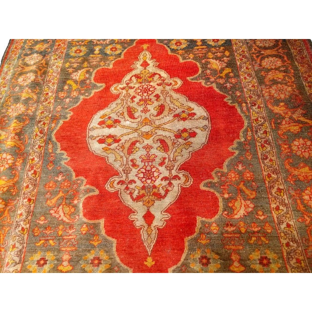 Red 19th Century Turkish Oushak Area Rug, Hand-Knotted Wool, Red & Ivory, 5' x 6' For Sale - Image 8 of 11