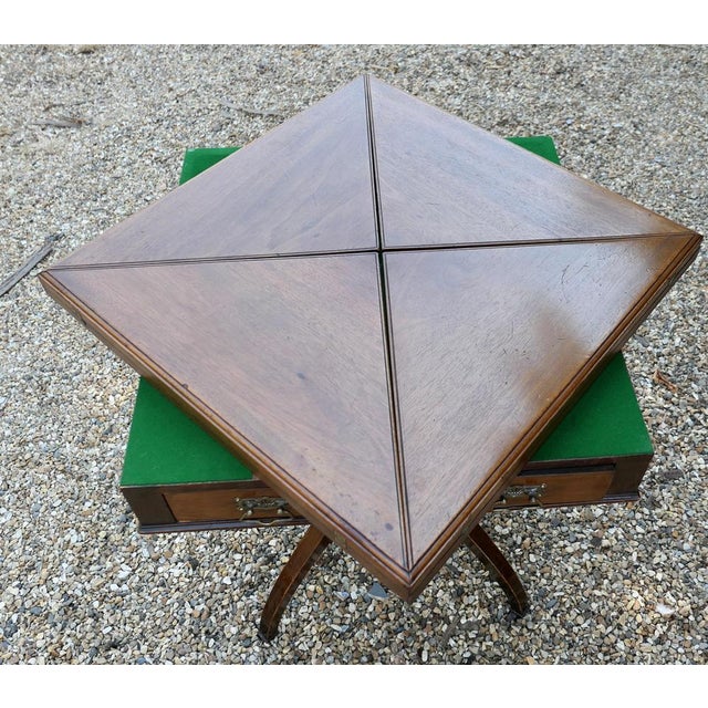 Late 19th Century Antique Victorian Envelope Card Table with Gaming Wells, 1880 For Sale - Image 5 of 12