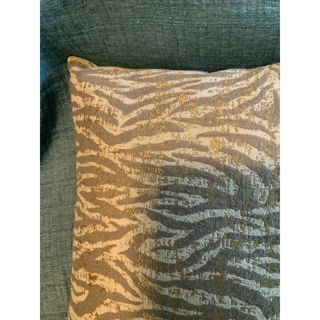 Textile Woven Zebra Inspired Jacquard Animal Print Designer Accent Pillow – Down/Feather Filled - Ralph Lauren & Palm Beach Regency Decor - See Pics! For Sale - Image 7 of 8