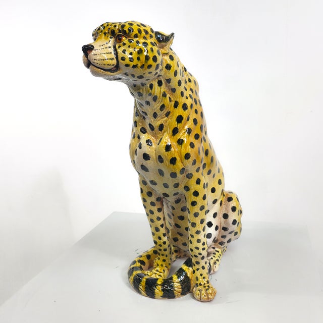 Ceramic Italian Terracotta Leopard Statue, 1960s For Sale - Image 7 of 10