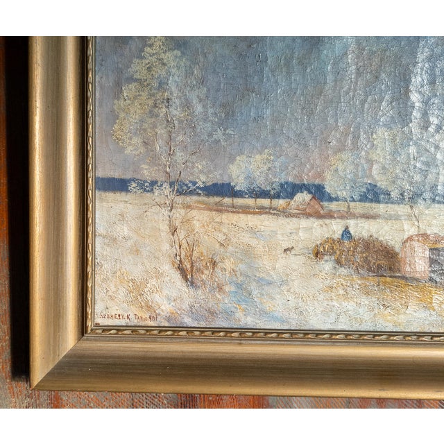 Early 20th Century Hungarian Impressionist Winter Landscape, Paris 1901 For Sale - Image 9 of 13