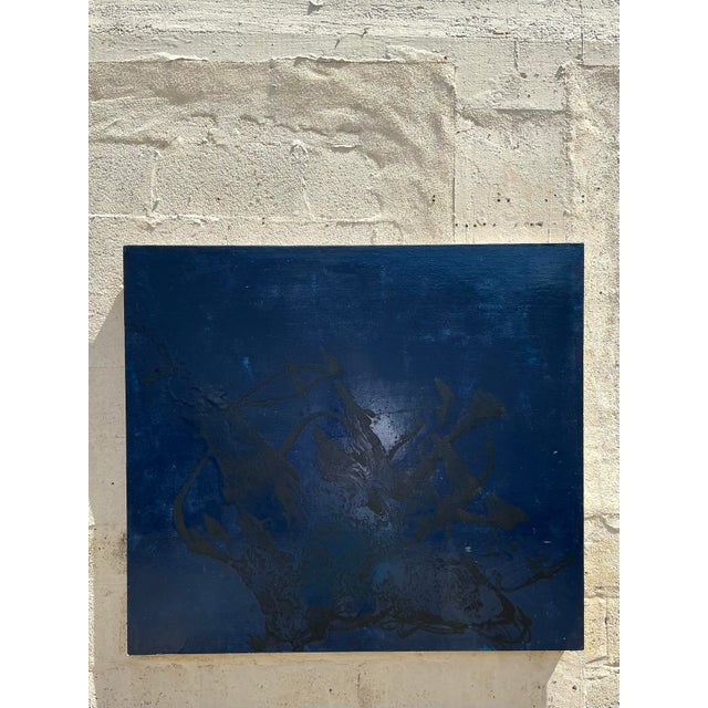 Vintage Boho Original Abstract Oil Painting on Board For Sale - Image 4 of 6