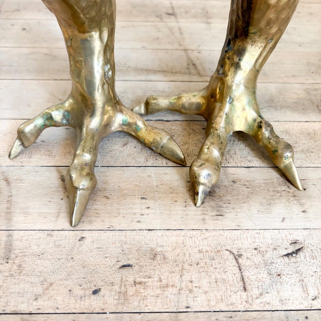 Pair of Midcentury Brass Talon Candlestick Holders For Sale - Image 11 of 12