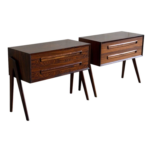 Danish Mid-Century Modern Rosewood Nightstands in Style of Ap Møbler Svenstrup Pair 1960s For Sale