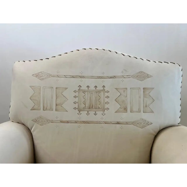 Vintage Ralph Lauren Leather Club Chair, Hand-Painted Arrowhead & Fringe, 1980's For Sale - Image 9 of 18