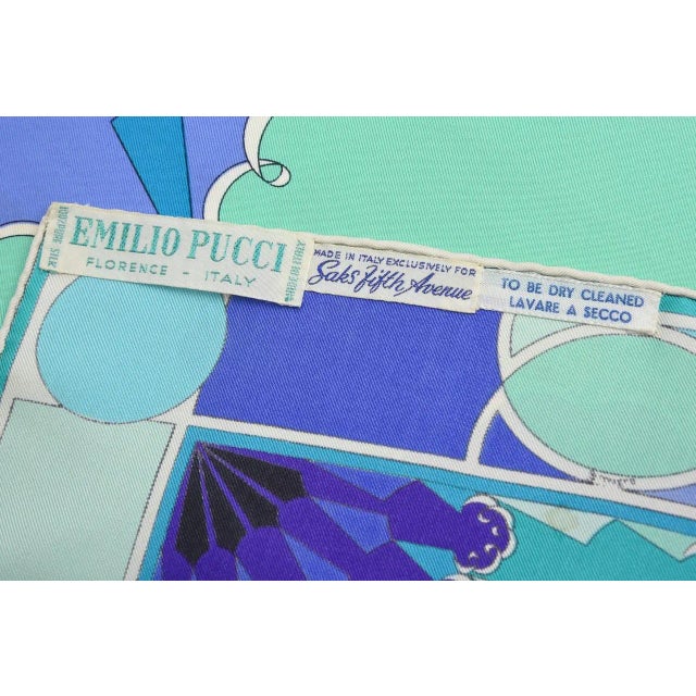Vintage Emilio Pucci Purple, Turquoise, Green, Black and White Silk Scarf For Sale In Miami - Image 6 of 10