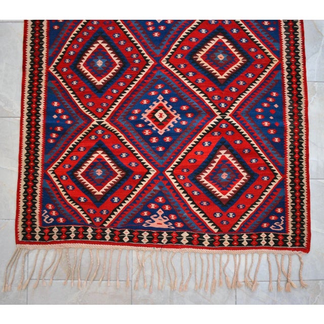 1960s Turkish Kurdish Kilim Rug Flat Weave Super Fine Area